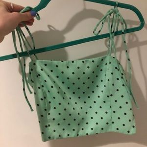 zara polka dot crop top